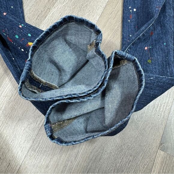 Loft Made and Loved Paint Splatter Boyfriend Jeans Blue 8 Button Fly - Picture 8 of 16